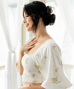 BT BEST SELLERS Lemon Zest Smocked Crop Top