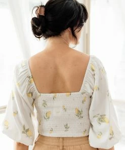 BT BEST SELLERS Lemon Zest Smocked Crop Top