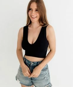 BT Jolie Ribbed Seamless Crop Top - Black