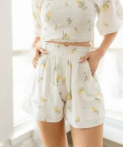 BT Lemon Zest Linen High Rise Shorts