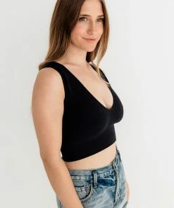 BT Jolie Ribbed Seamless Crop Top - Black