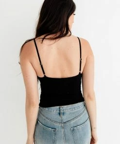 BT Forever Young Seamless Frill Ruffle Tank Top - Black