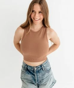 BT Headstart Seamless Textured Crop Top- Vintage Mocha TOPS 9 BT Headstart Seamless Textured Crop Top- Vintage Mocha TOPS