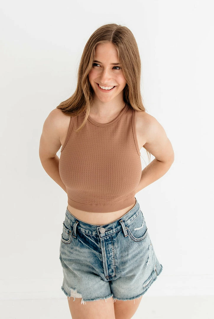 BT Headstart Seamless Textured Crop Top- Vintage Mocha TOPS 6 BT Headstart Seamless Textured Crop Top- Vintage Mocha TOPS