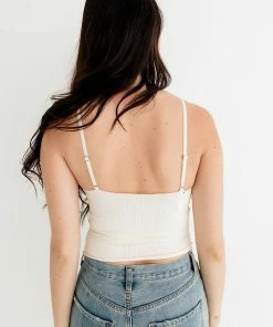 BT Forever Young Seamless Frill Ruffle Tank Top - Cream TOPS