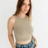 BT Headstart Seamless Textured Crop Top- Light Moss TOPS