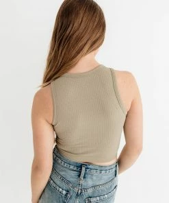 BT Headstart Seamless Textured Crop Top- Light Moss TOPS