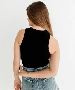 BT Headstart Seamless Textured Crop Top- Black TOPS