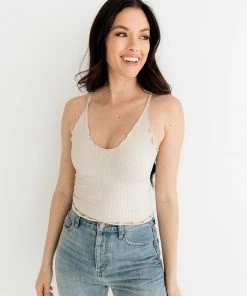 BT Forever Young Seamless Frill Ruffle Tank Top - Chalk TOPS