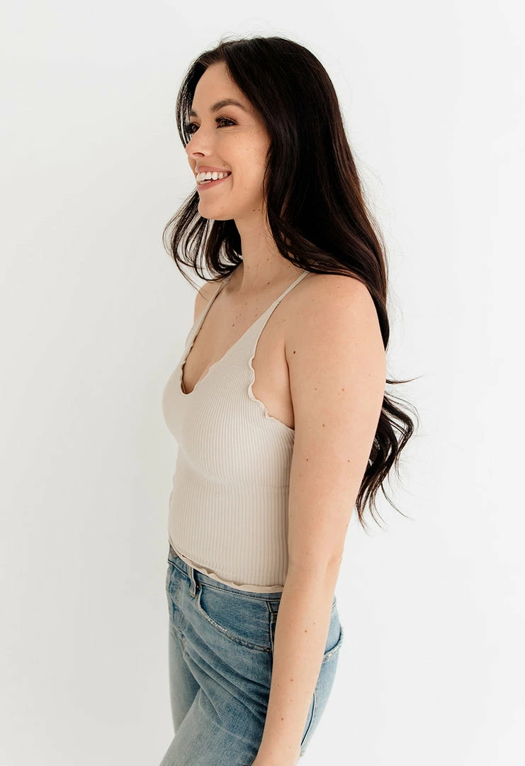 BT Forever Young Seamless Frill Ruffle Tank Top - Chalk TOPS 4 BT Forever Young Seamless Frill Ruffle Tank Top - Chalk TOPS