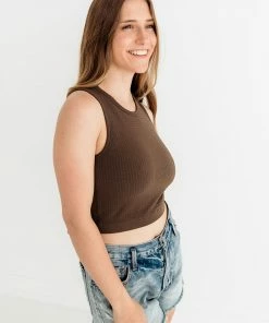 BT Headstart Seamless Textured Crop Top- Fudge TOPS