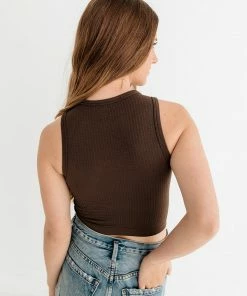 BT Headstart Seamless Textured Crop Top- Fudge TOPS