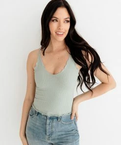 BT Forever Young Seamless Frill Ruffle Tank Top - Dusty Mint