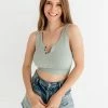 BT Olivia Henley Seamless Crop Tank - Dusty Mint TANKS + CAMIS