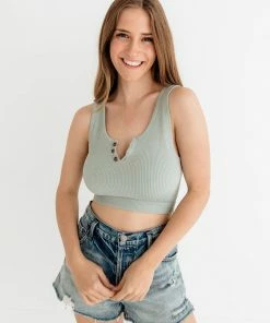 BT Olivia Henley Seamless Crop Tank - Dusty Mint TANKS + CAMIS