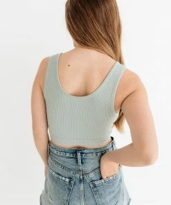 BT Olivia Henley Seamless Crop Tank - Dusty Mint TANKS + CAMIS