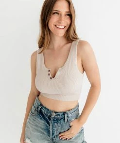 BT Olivia Henley Seamless Crop Tank - Misty Grey TANKS + CAMIS