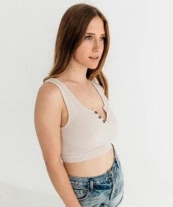 BT Olivia Henley Seamless Crop Tank - Misty Grey TANKS + CAMIS