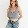 BT Olivia Henley Seamless Crop Tank - Chambray TANKS + CAMIS