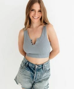 BT Olivia Henley Seamless Crop Tank - Chambray TANKS + CAMIS