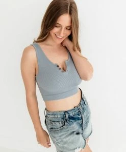BT Olivia Henley Seamless Crop Tank - Chambray TANKS + CAMIS