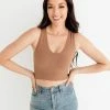 BT TOPS Meant To Be Ribbed Seamless Crop Top - Mocha