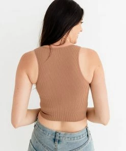 BT TOPS Meant To Be Ribbed Seamless Crop Top - Mocha