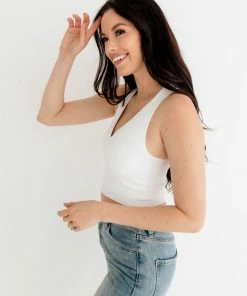 BT Meant To Be Ribbed Seamless Crop Top - White TOPS