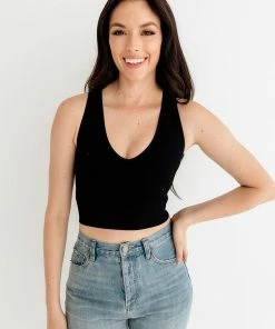 BT Meant To Be Ribbed Seamless Crop Top - Black