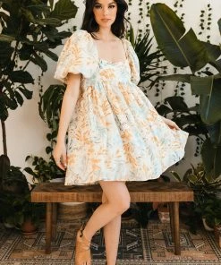 BT Deep Summer Puff Sleeve Babydoll Dress MADE IN THE USA