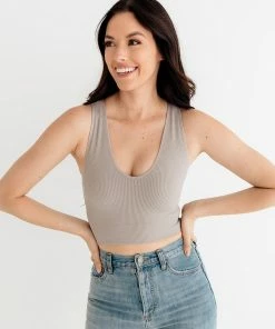 BT Meant To Be Ribbed Seamless Crop Top - Fog
