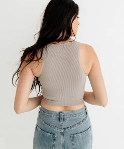 BT Meant To Be Ribbed Seamless Crop Top - Fog
