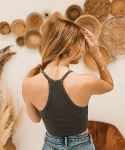 BT TOPS Tammy Ribbed Racerback Brami - Charcoal