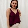 WL TOPS Florence Satin Cami Tank - Burgundy