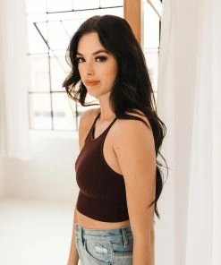 BT Tammy Ribbed Crop Top - Cassis TOPS