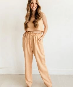 MABLE Cooper Linen Blend High Rise Pants