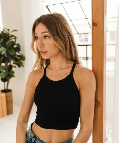 BT TOPS Tammy Ribbed Racerback Brami - Black