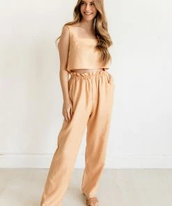 MABLE Cooper Linen Blend High Rise Pants