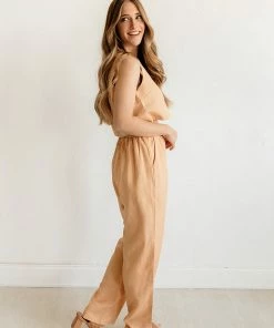 MABLE MATCHING SETS Cooper Linen Blend Crop Top