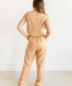 MABLE Cooper Linen Blend High Rise Pants