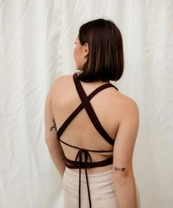 PEPPERMAYO Beverly Tie Crop - Chocolate Brown TOPS