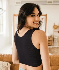 BT Tori Reversible Twist Crop Top - Black TOPS