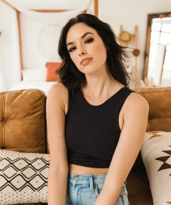 BT Tori Reversible Twist Crop Top - Black TOPS