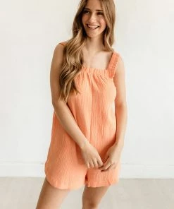 WL ROMPERS + JUMPSUITS Lisa Pocketed Cotton Relaxed Romper