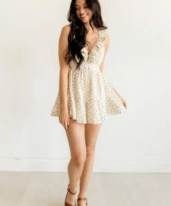 MABLE Claire Cotton Eyelet Ruffle Romper BRIDAL