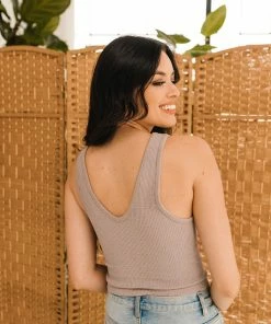 BT Izzy Ribbed Crop Tank - Chrome TOPS