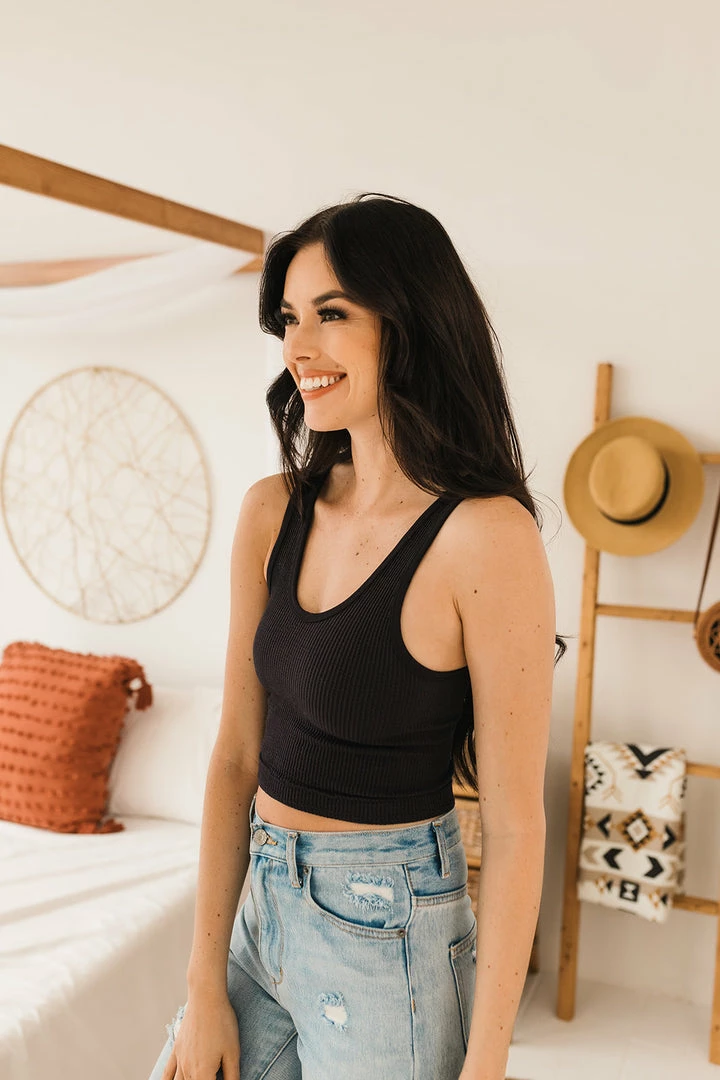 BT Izzy Ribbed Crop Tank - Black 6 BT Izzy Ribbed Crop Tank - Black