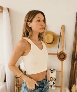BT TOPS Izzy Ribbed Crop Tank - Cream 10 BT TOPS Izzy Ribbed Crop Tank - Cream