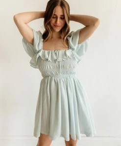 MABLE BUMP FRIENDLY Cloud Nine Smocked Mini Dress - Baby Blue