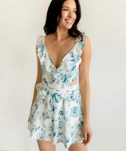 DO + BE COLLECTION BRIDAL Fine Tune Floral Cutout Ruffle Romper